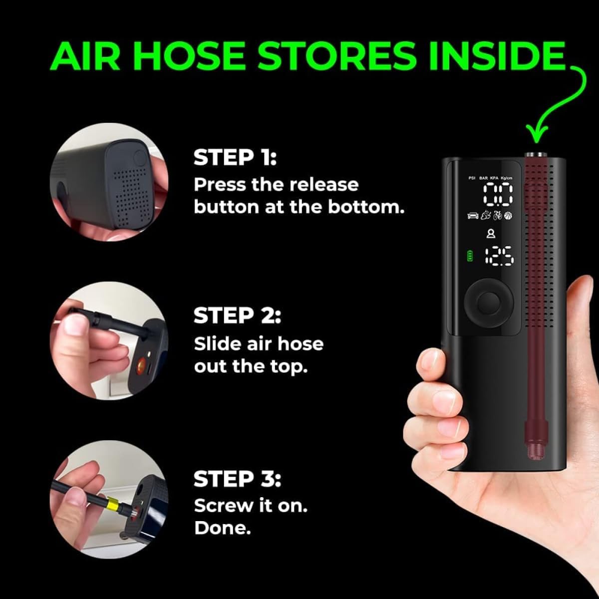 Easy-to-Use Portable Tire Inflator That Inflates Anything In Minutes with the Push of a Button